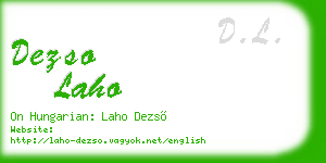 dezso laho business card